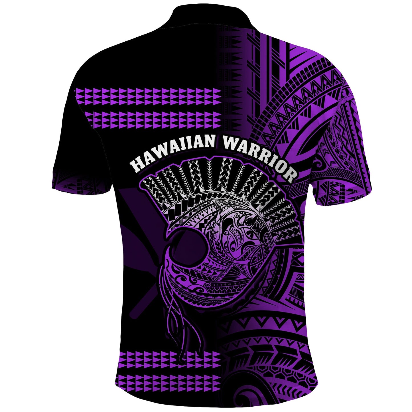 Hawaii Polo Shirt Kakau Warrior Helmet Gradient Purple Polynesian
