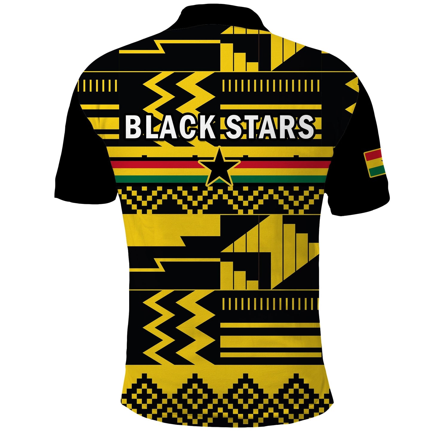 Ghana Football Polo Shirt Black Stars Kente Football 2022 Yellow