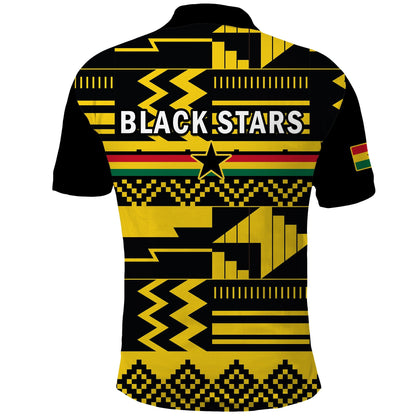 Ghana Football Polo Shirt Black Stars Kente Football 2022 Yellow
