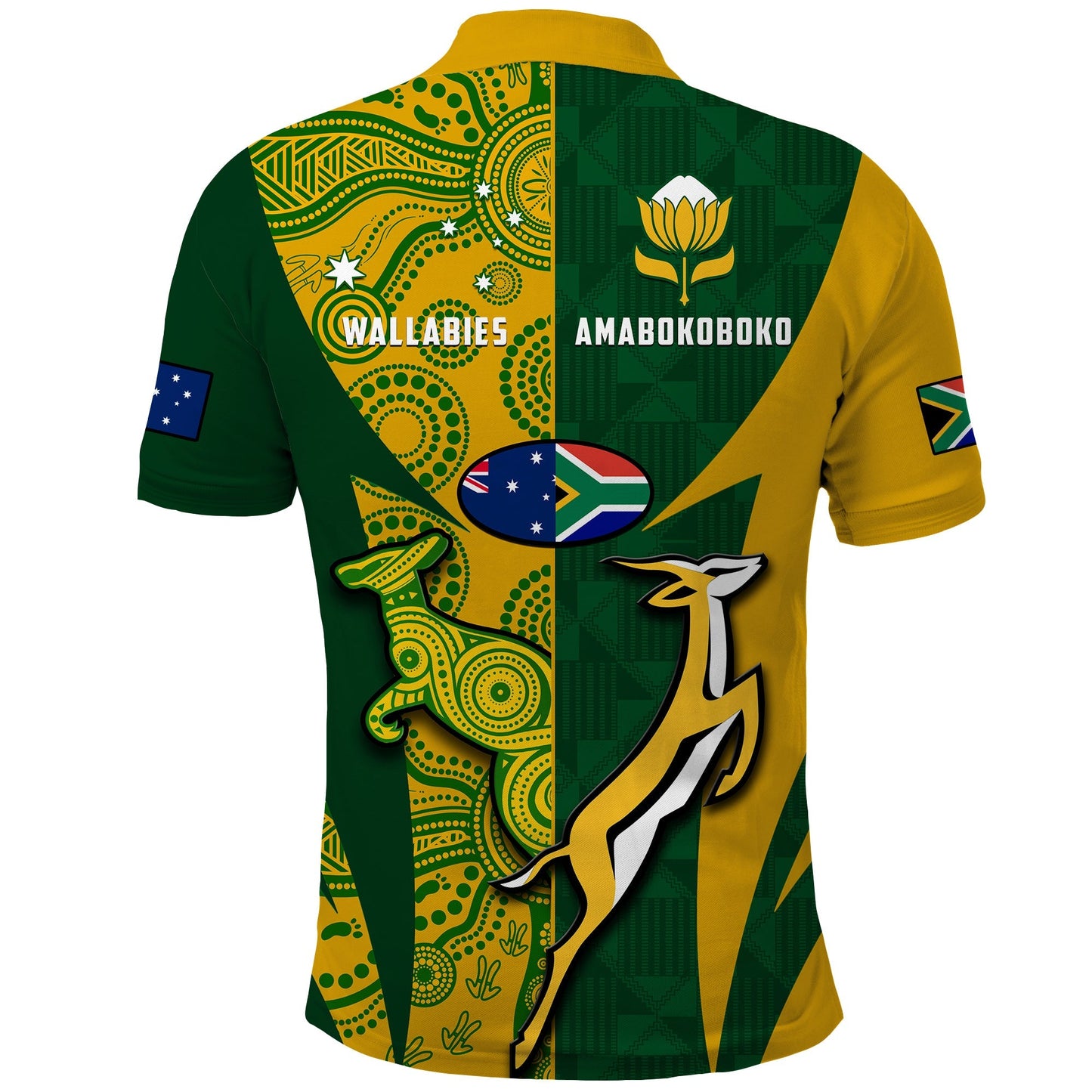 Australia Rugby and South Africa Rugby Polo Shirt Wallabies Mix Springboks Sporty