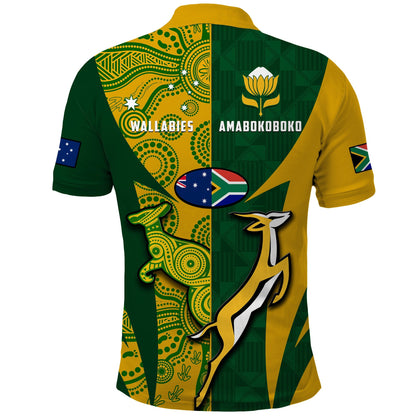 Australia Rugby and South Africa Rugby Polo Shirt Wallabies Mix Springboks Sporty
