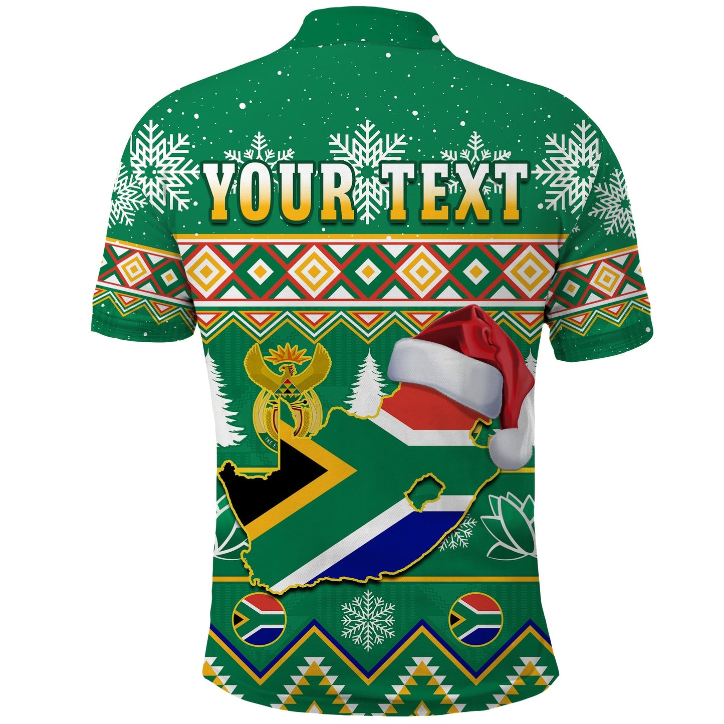Custom South Africa Polo Shirt Christmas King Protea Geseende Kersfees
