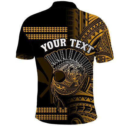 Custom Personalised Hawaii Polo Shirt Kakau Warrior Helmet Gradient Gold Polynesian
