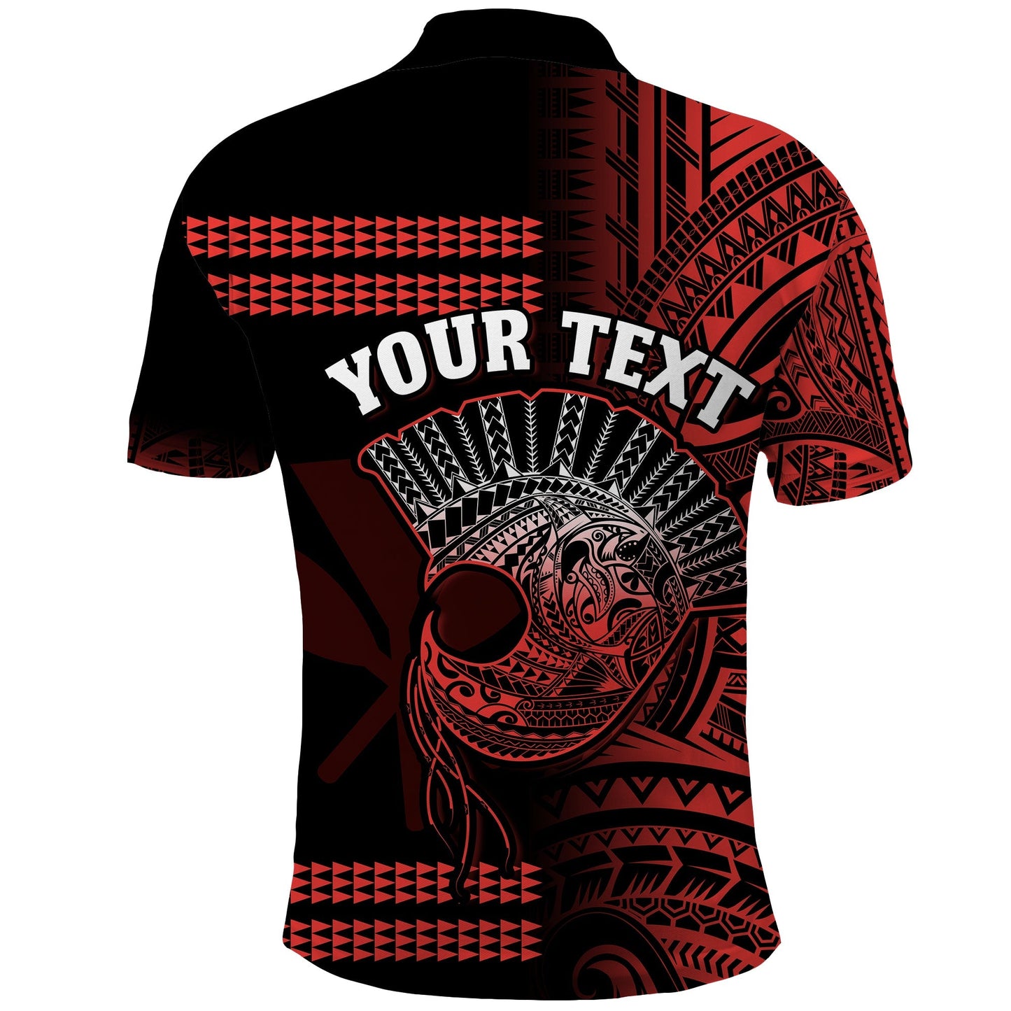 Custom Personalised Hawaii Polo Shirt Kakau Warrior Helmet Gradient Red Polynesian