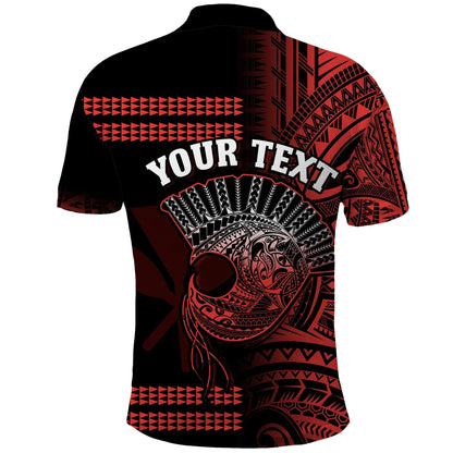 Custom Personalised Hawaii Polo Shirt Kakau Warrior Helmet Gradient Red Polynesian
