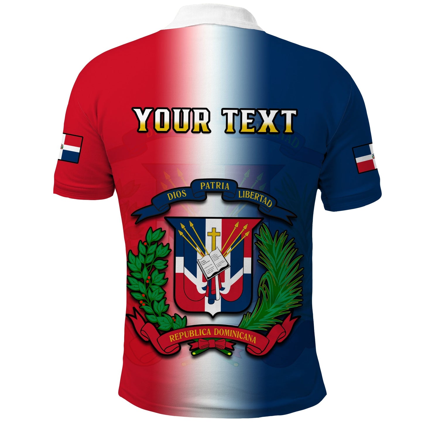 Custom Dominican Republic Polo Shirt Dominicana Coat Of Arms Gradient Style