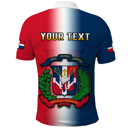 Custom Dominican Republic Polo Shirt Dominicana Coat Of Arms Gradient Style