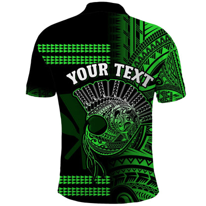 Custom Personalised Hawaii Polo Shirt Kakau Warrior Helmet Gradient Green Polynesian