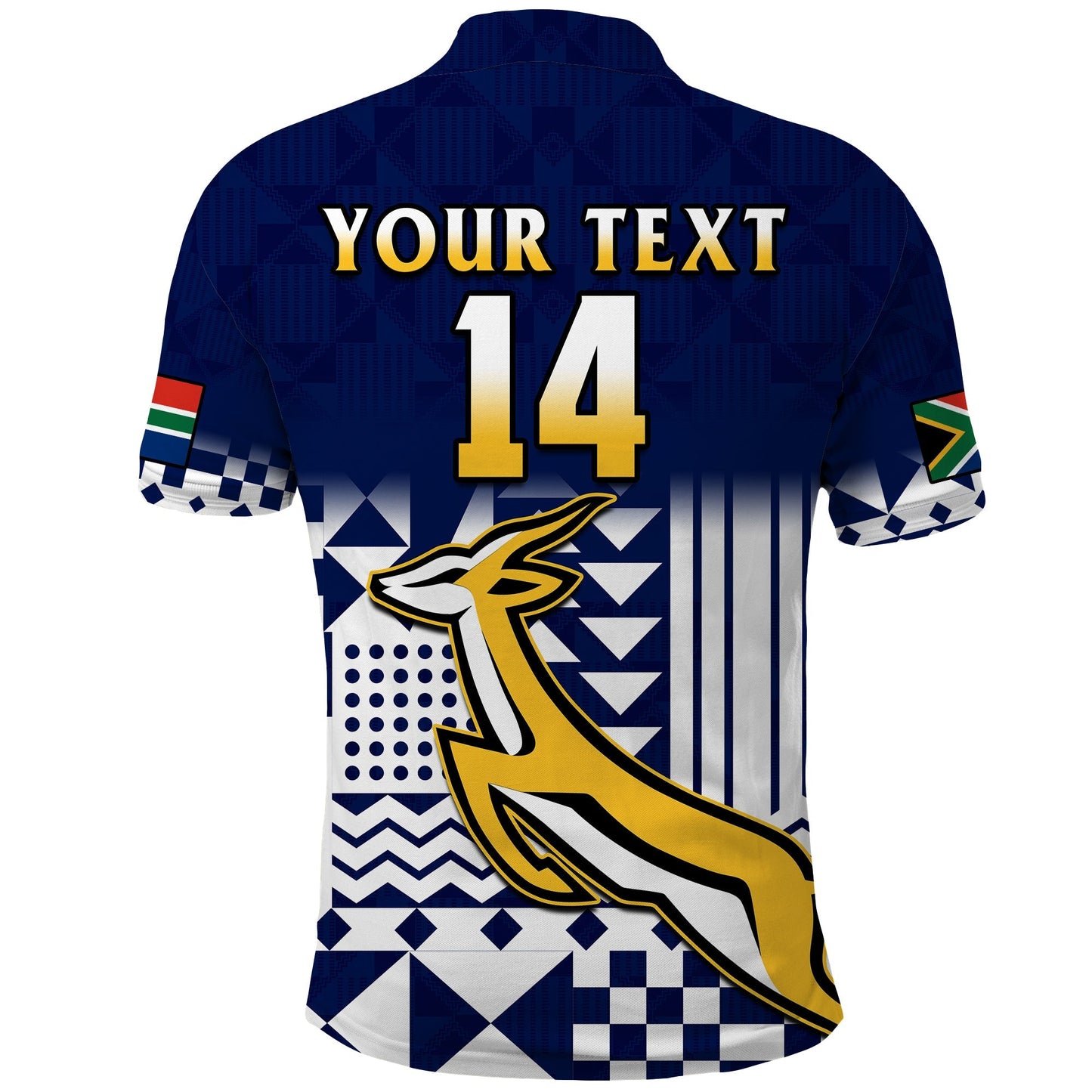 (Custom Text And Number) South Africa Rugby Polo Shirt Outgoing Tour Go Springboks