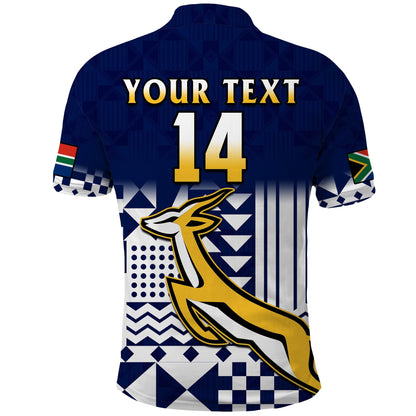 (Custom Text And Number) South Africa Rugby Polo Shirt Outgoing Tour Go Springboks