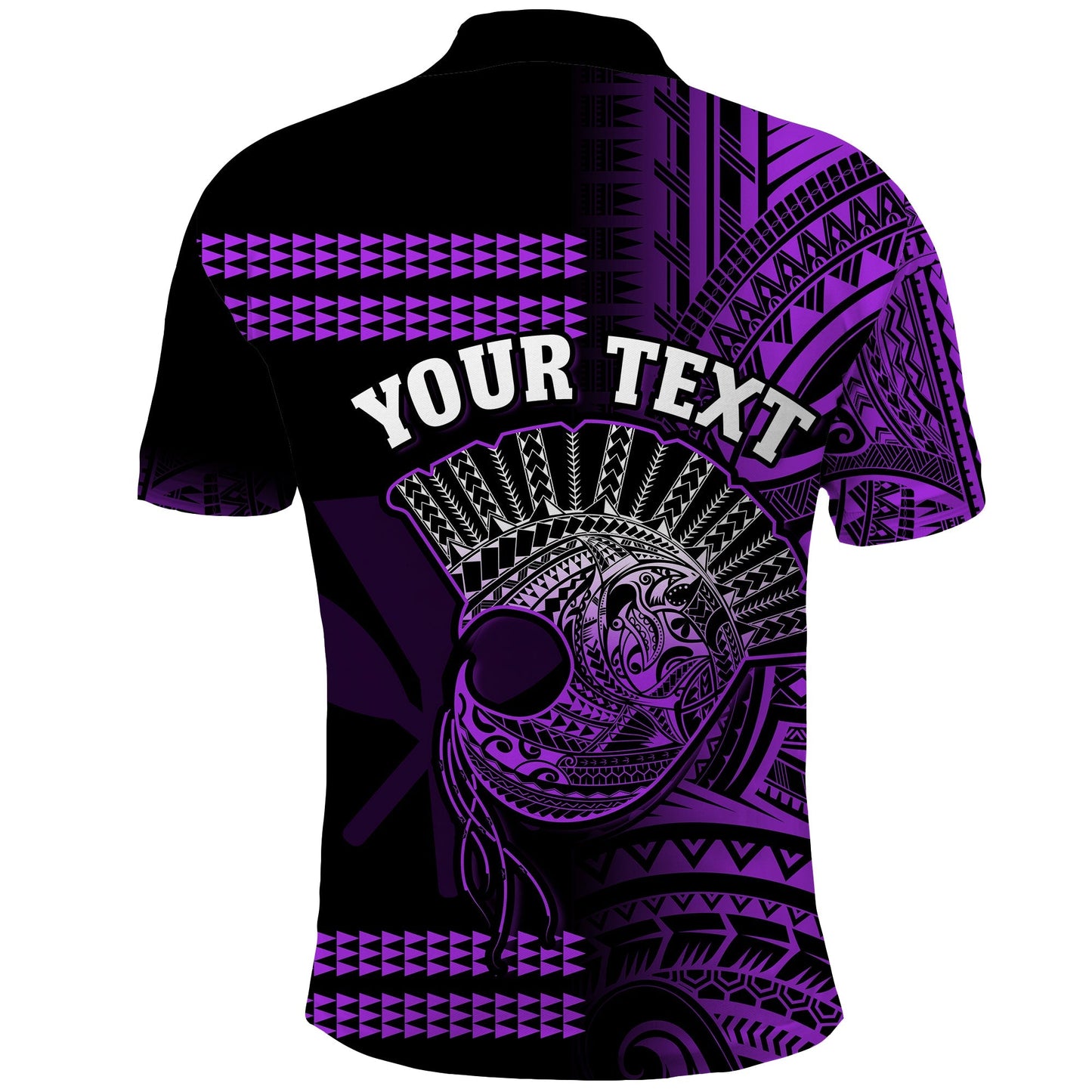 Custom Personalised Hawaii Polo Shirt Kakau Warrior Helmet Gradient Purple Polynesian