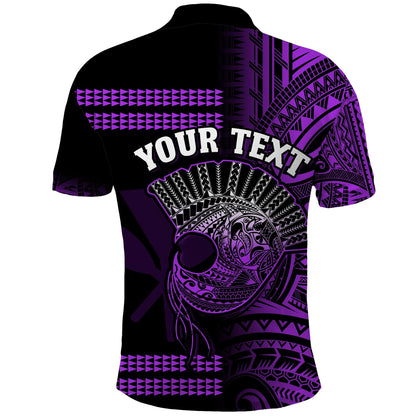 Custom Personalised Hawaii Polo Shirt Kakau Warrior Helmet Gradient Purple Polynesian