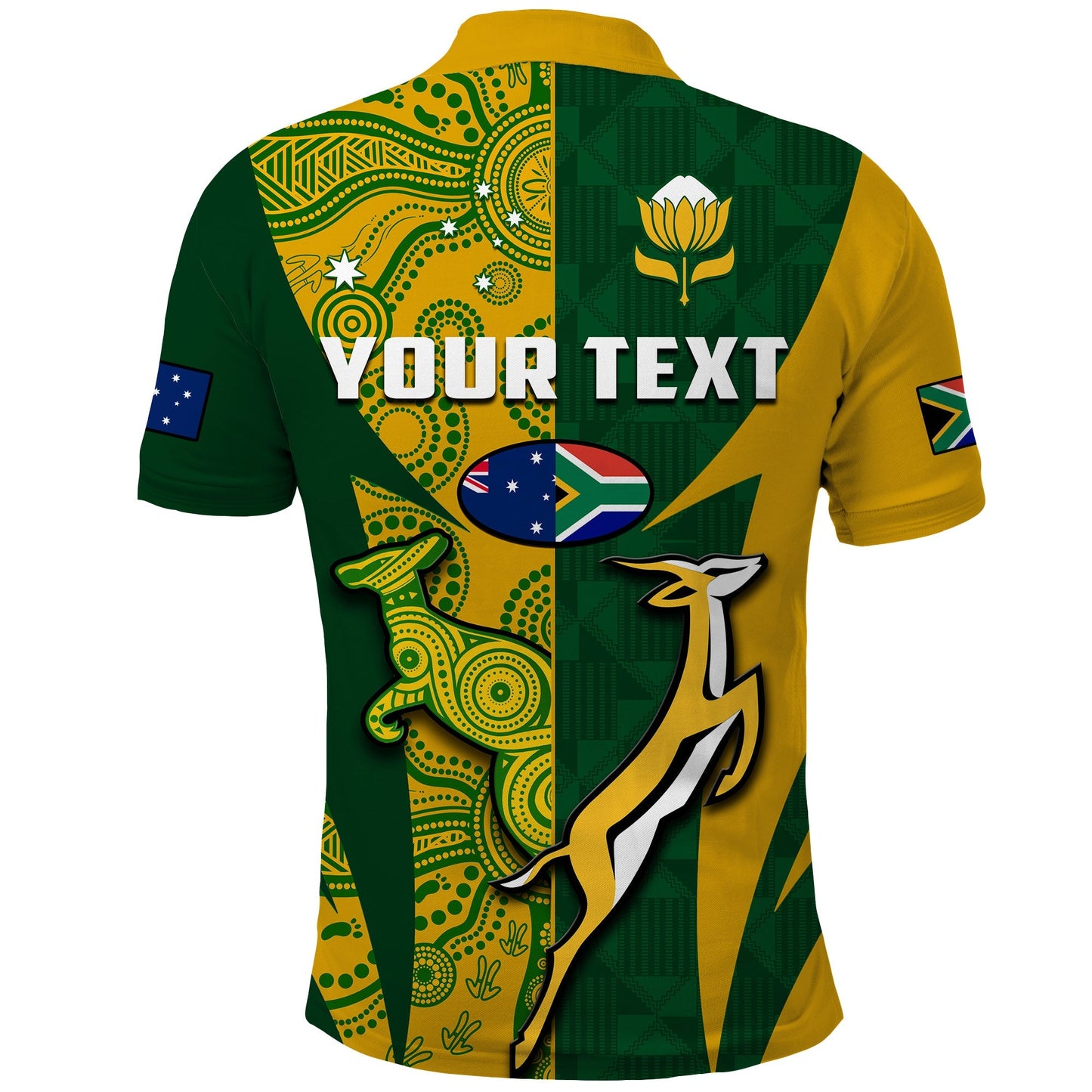 Custom Australia Rugby and South Africa Rugby Polo Shirt Wallabies Mix Springboks Sporty