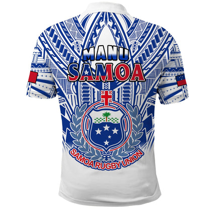 Samoa Rugby Polo Shirt Manu Samoa 7s Ginger White Polynesian
