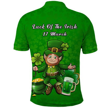 Ireland Polo Shirt Saint Patricks Day Happy Leprechaun And Shamrock
