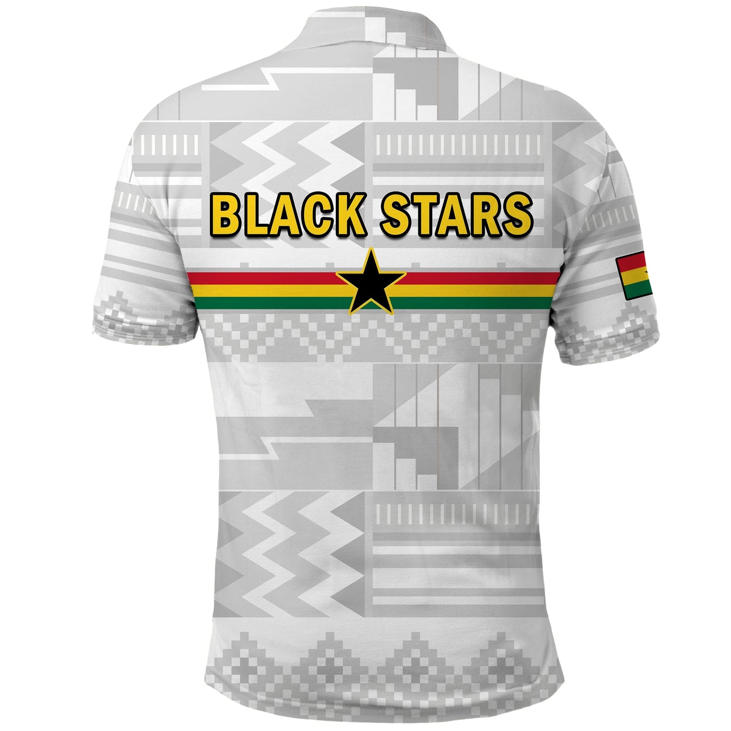 Ghana Football Polo Shirt Black Stars Kente Football 2022 White