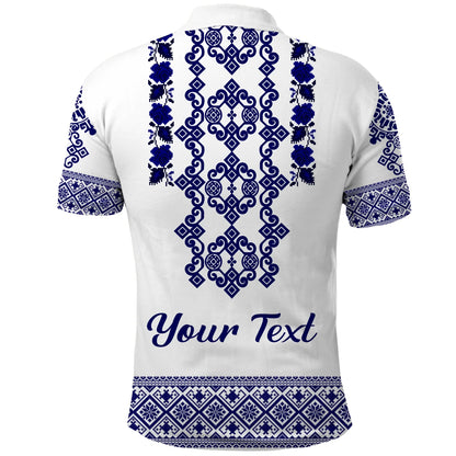 Custom Ukraine Polo Shirt Navy Ukrainian Folk