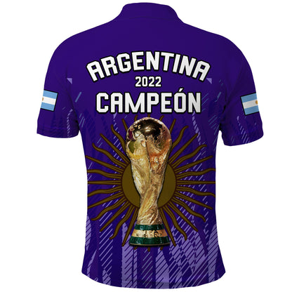 Argentina Football Polo Shirt La Albiceleste Campeon Proud Purple 2022