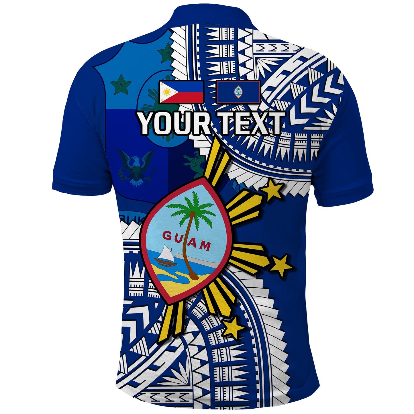 Custom Personalised Guam and Philippines Polo Shirt Guaman Filipinas Together Blue