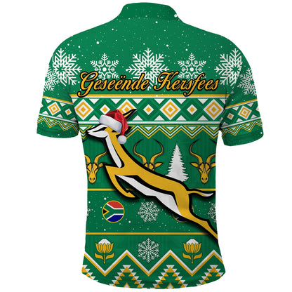 South Africa Rugby Polo Shirt Christmas Springboks Proud Geseende Kersfees