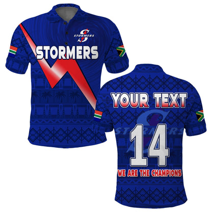 (Custom Text And Number) Stormers South Africa Rugby Polo Shirt We Are The Champions URC African Pattern