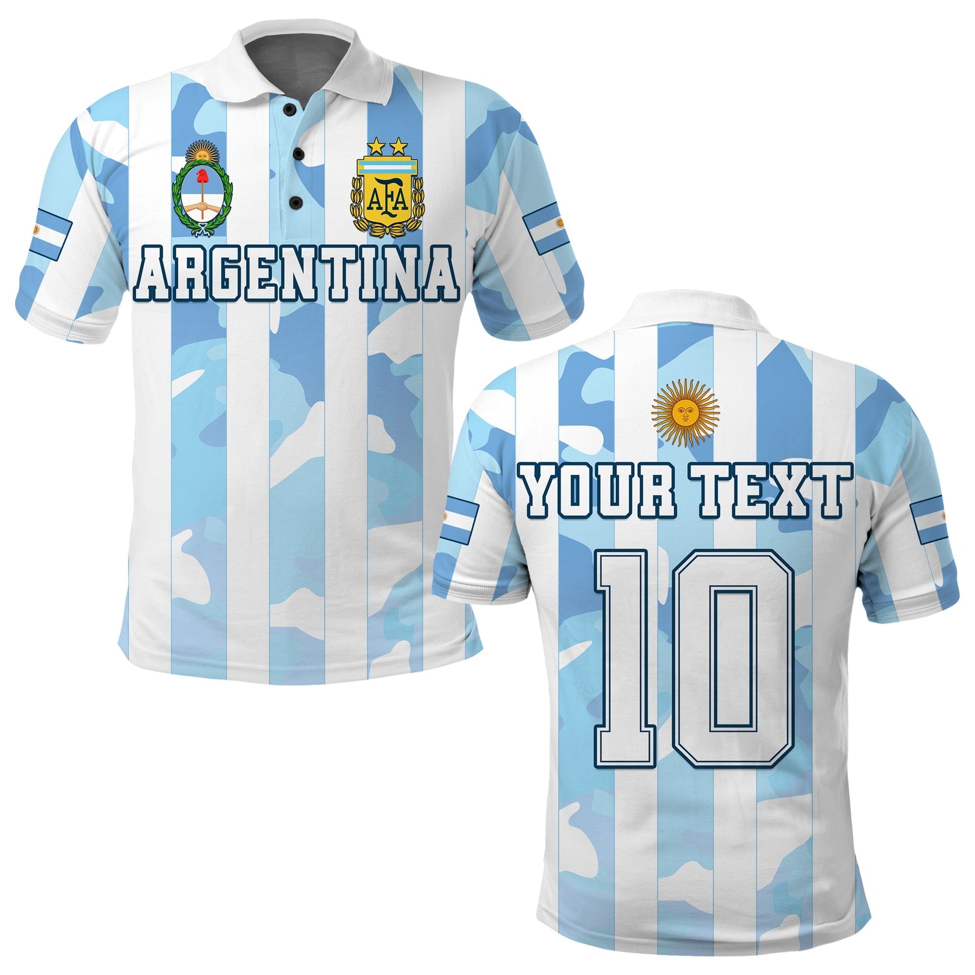 Custom Argentina Football Polo Shirt AFA Champions 2022 Sporty Style