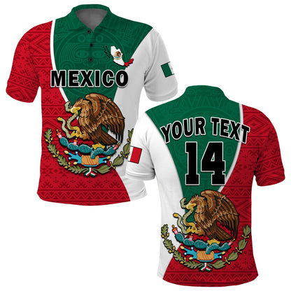 (Custom Text and Number) Mexico Polo Shirt Mexican Aztec Pattern