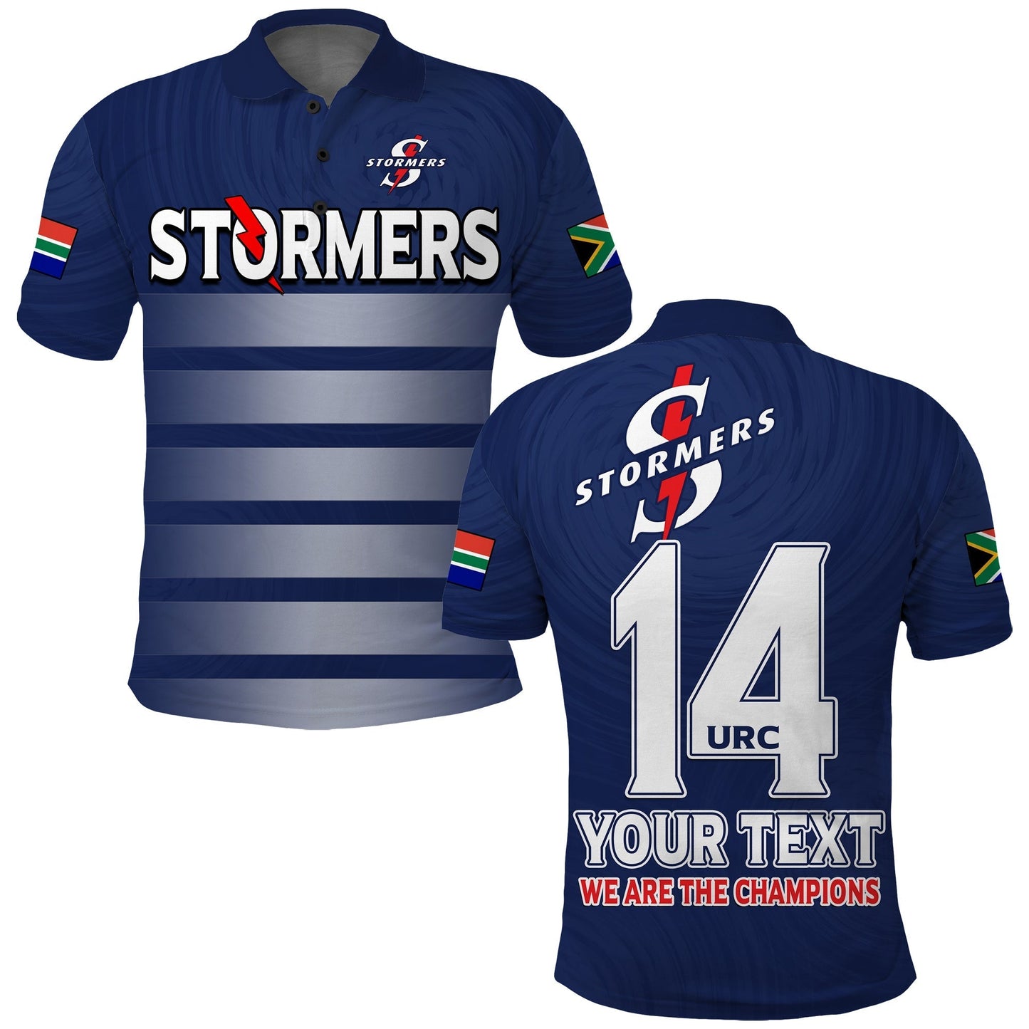 (Custom Text And Number) Stormers South Africa Rugby Polo Shirt We Are The Champions URC Unity