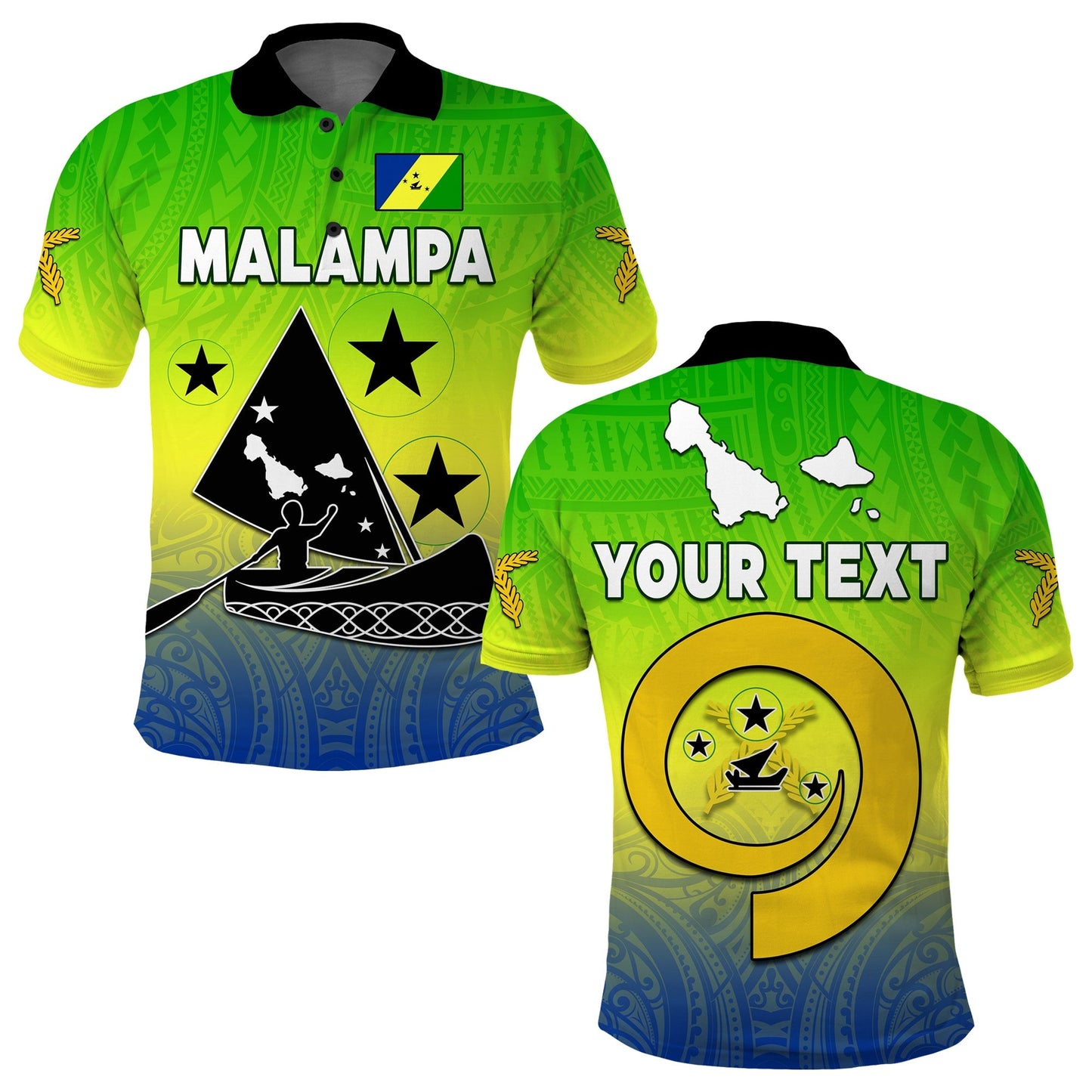 Custom Personalised Malampa Province Polo Shirt Native Canoe Mix Vanuatu Pig Tusk Green Version