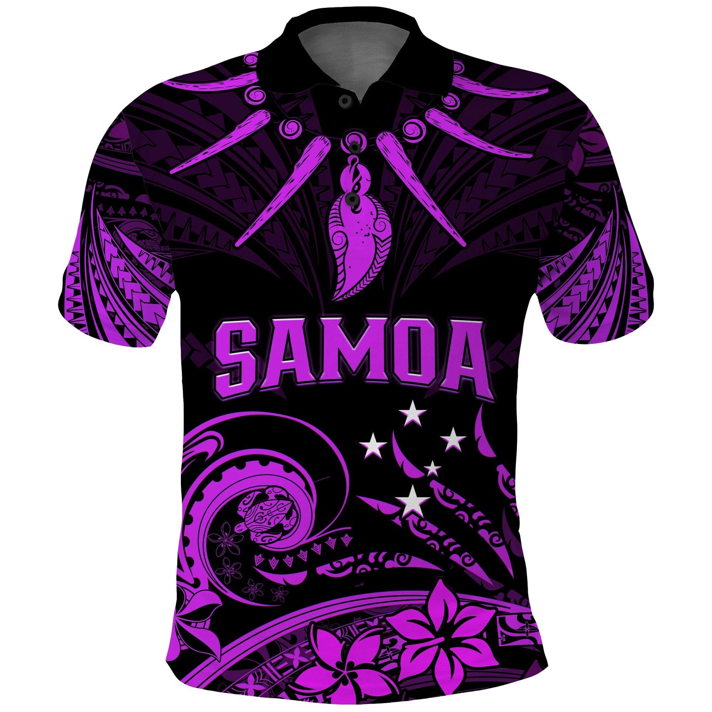 Custom Personalised Samoa Tatau Polo Shirt Purple Polynesian Ula Nifo