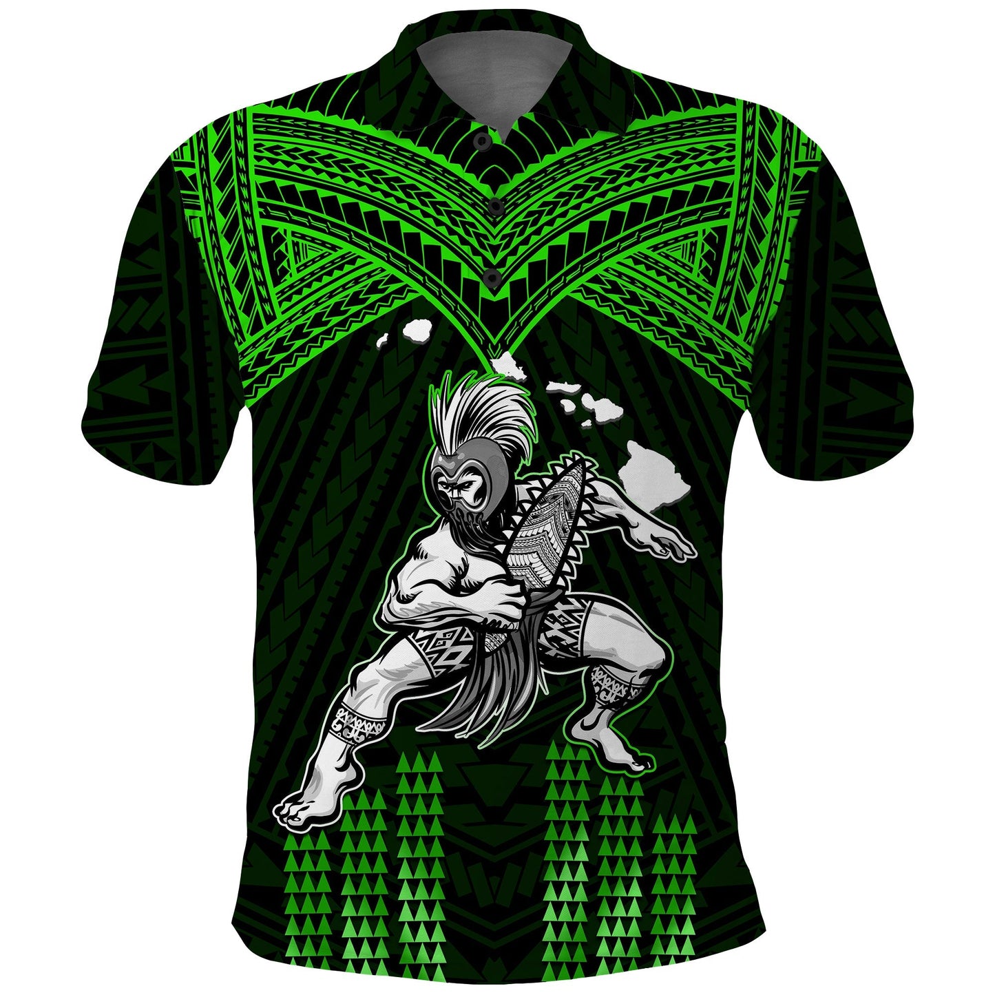 Hawaii Polo Shirt Hawaiian Warrior With Weapon Polynesian Ver.03