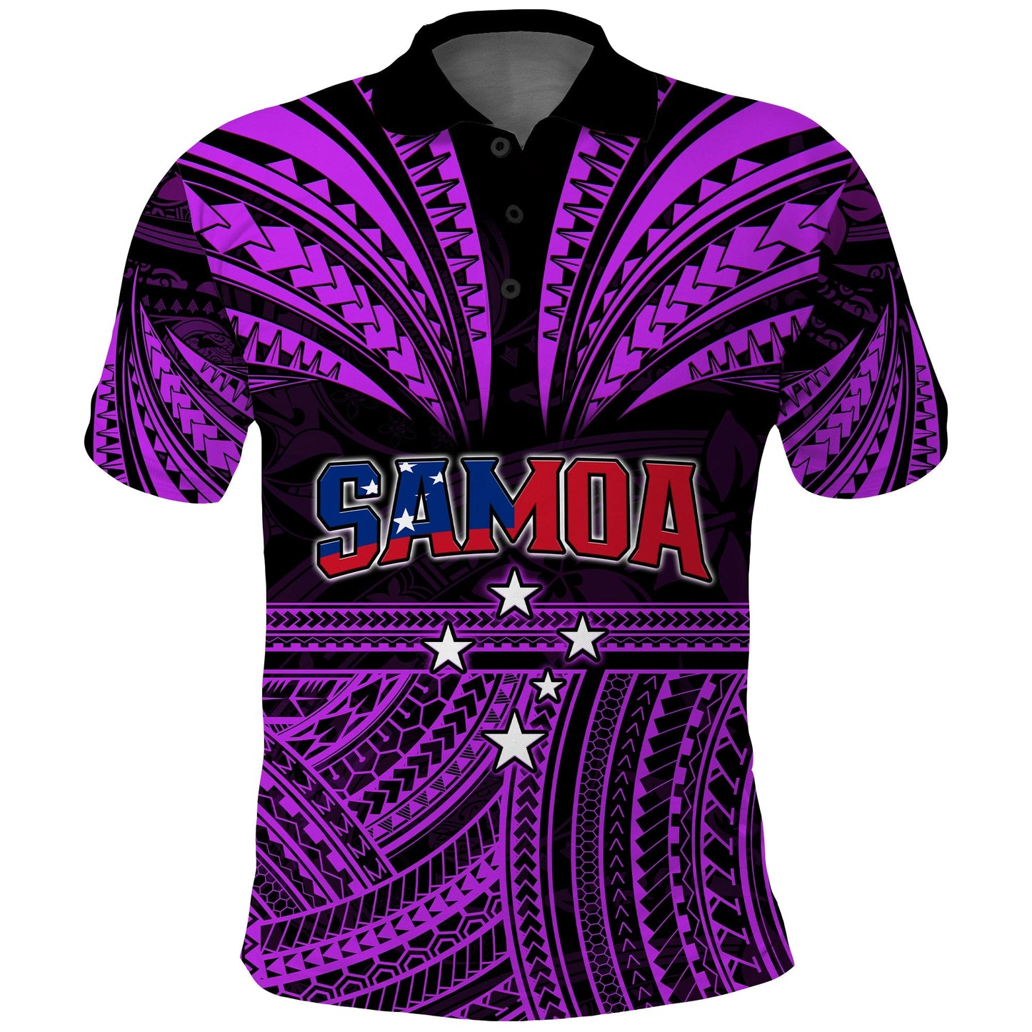 Custom Personalised Samoa Tatau Polo Shirt Purple Polynesian Proud Samoan