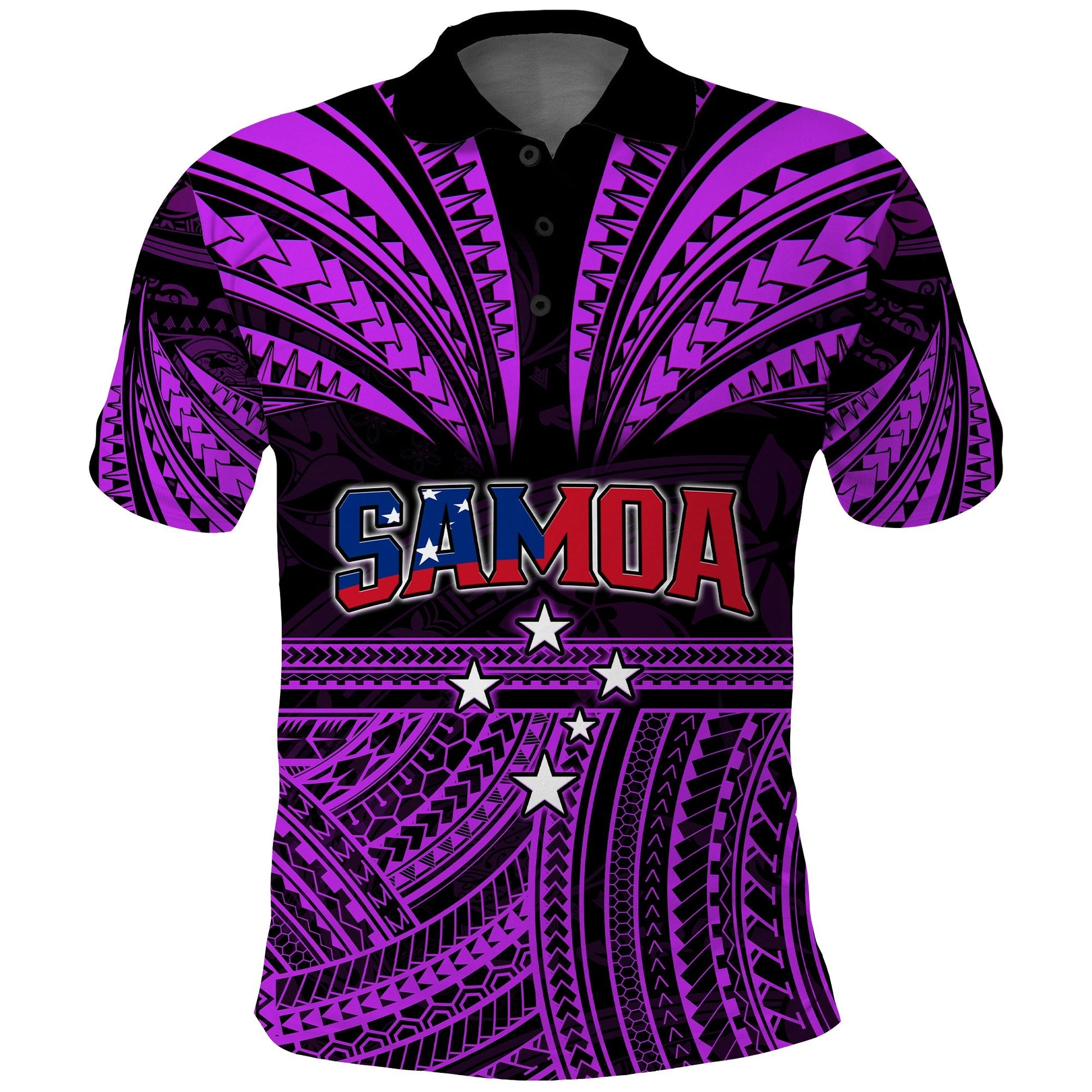 Custom Personalised Samoa Tatau Polo Shirt Purple Polynesian Proud Samoan