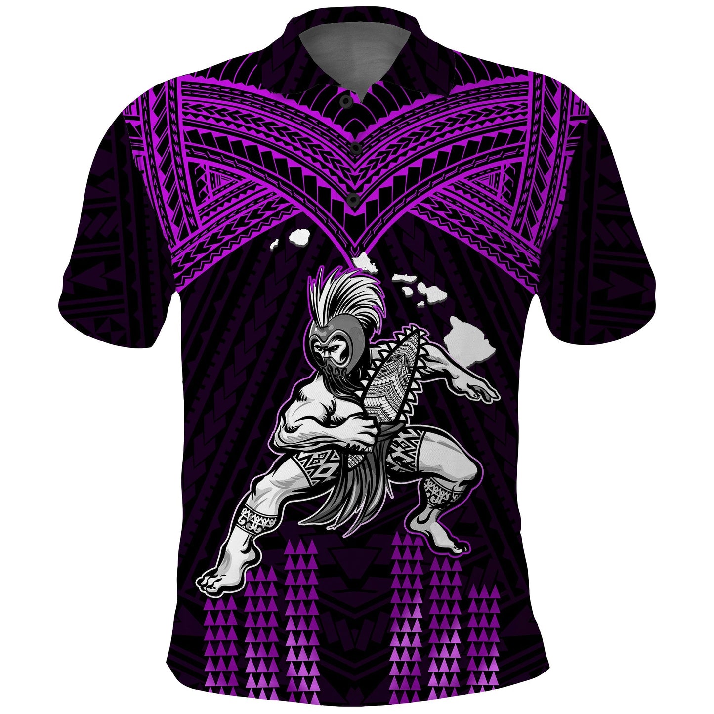 Hawaii Polo Shirt Hawaiian Warrior With Weapon Polynesian Ver.04
