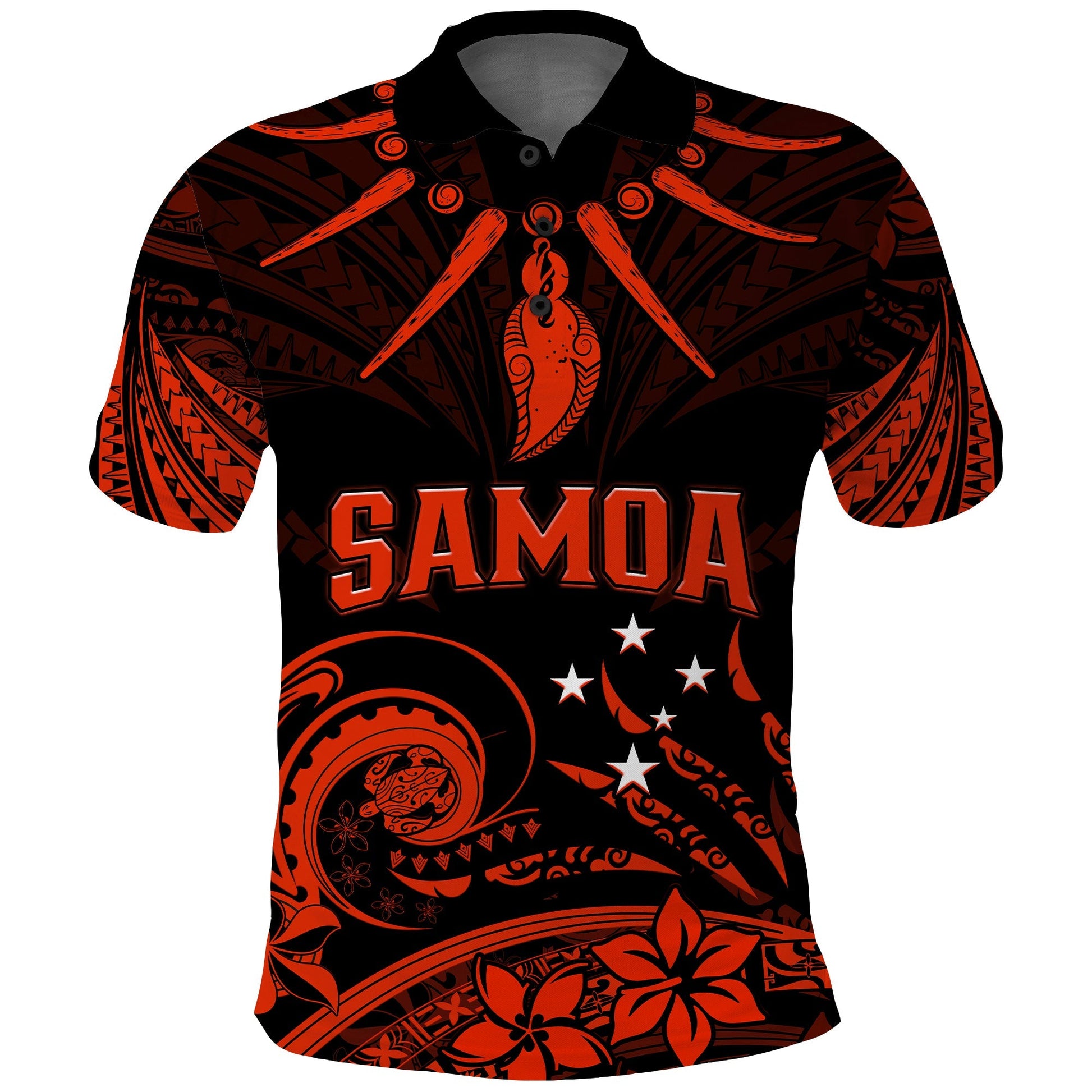 Custom Personalised Samoa Tatau Polo Shirt Red Polynesian Ula Nifo