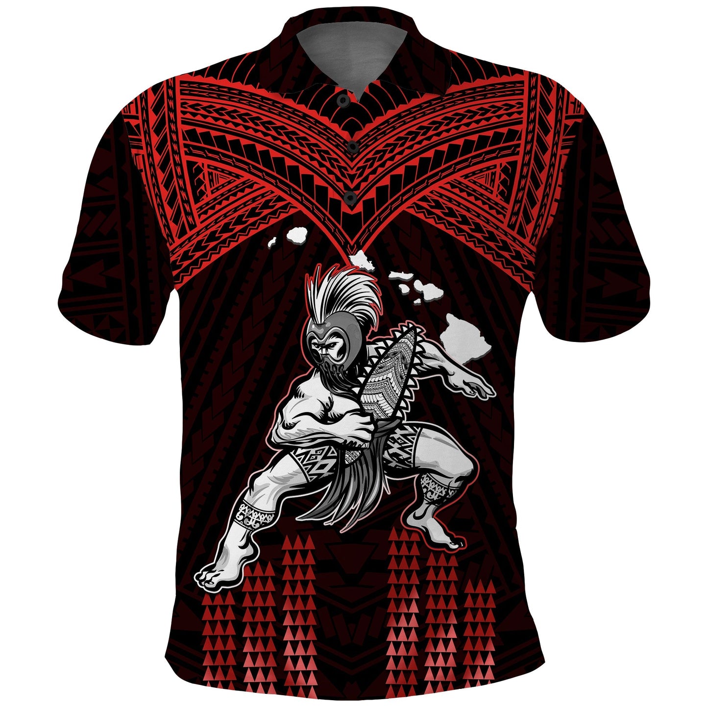 Hawaii Polo Shirt Hawaiian Warrior With Weapon Polynesian Ver.05