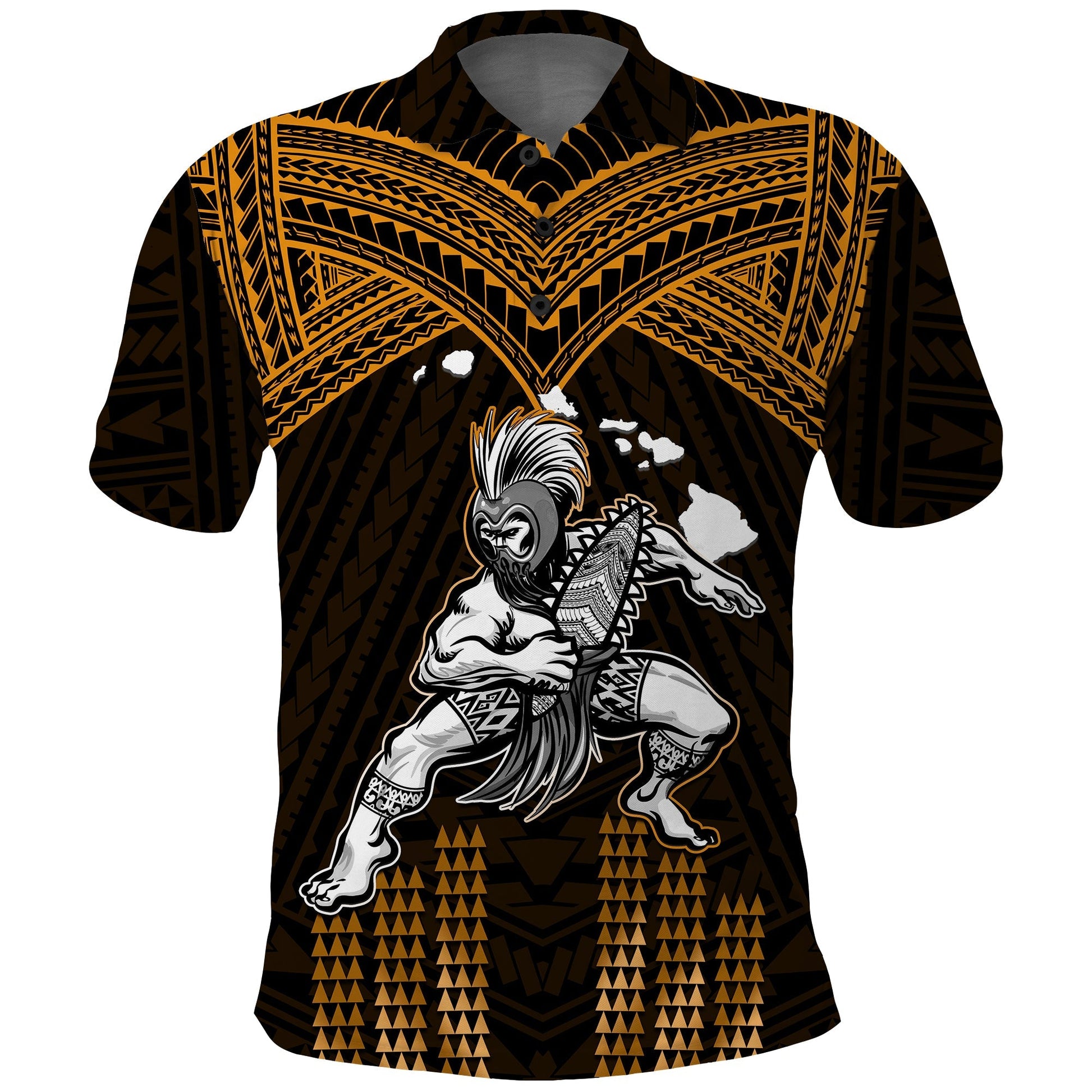 Hawaii Polo Shirt Hawaiian Warrior With Weapon Polynesian Ver.07