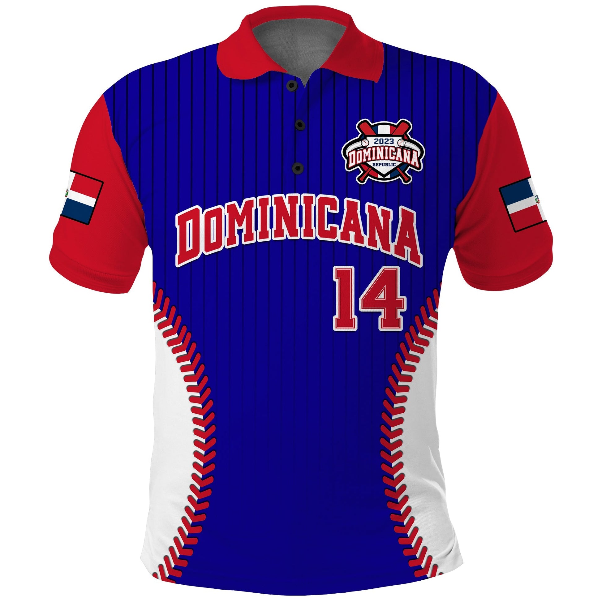 (Custom Text And Number) Dominican Republic Baseball Polo Shirt 2023 Version Blue