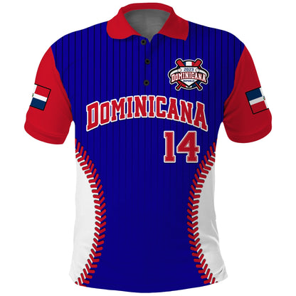 (Custom Text And Number) Dominican Republic Baseball Polo Shirt 2023 Version Blue