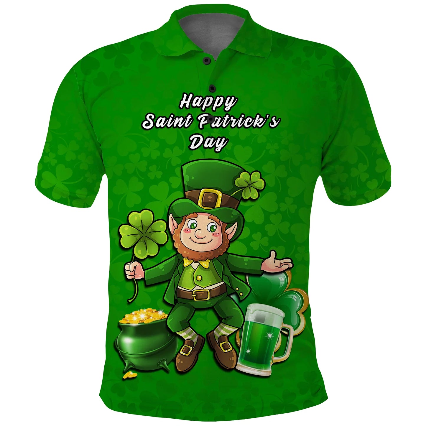 Ireland Polo Shirt Saint Patricks Day Happy Leprechaun And Shamrock