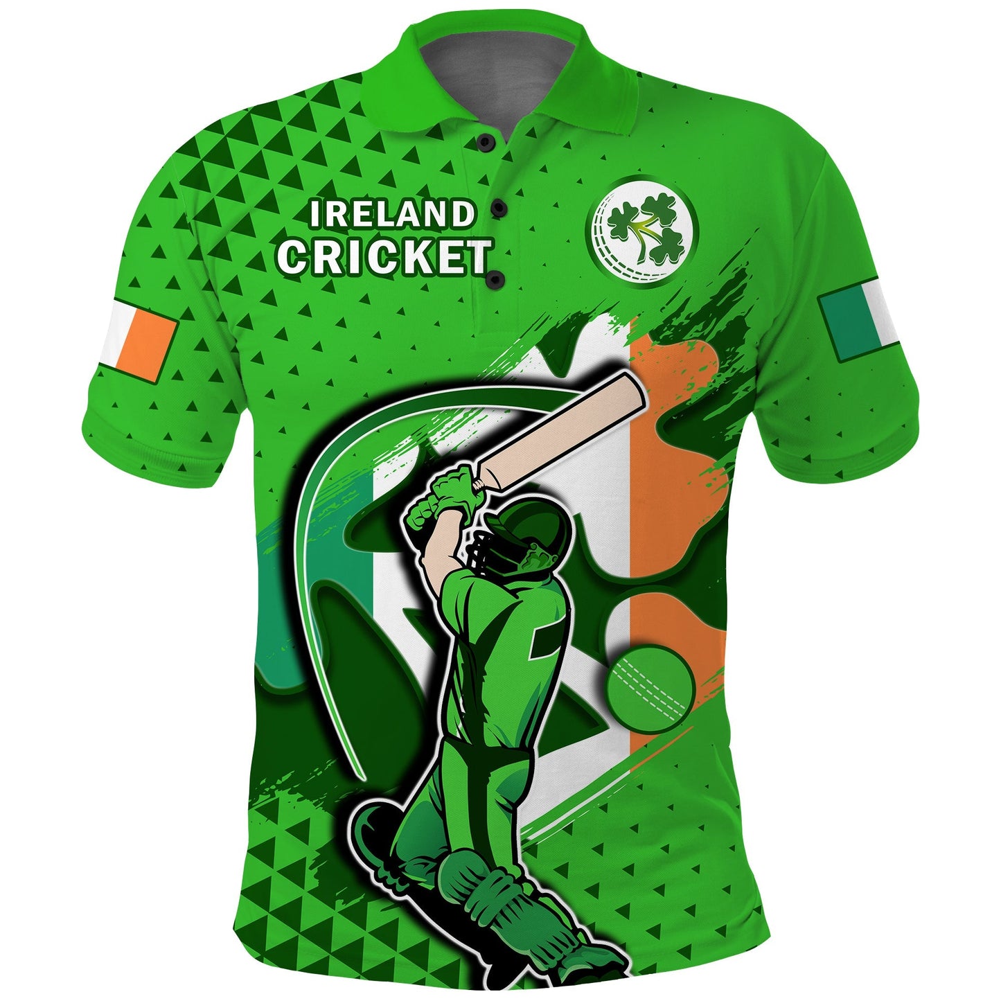 Ireland Cricket Polo Shirt Irish Flag Shamrock Sporty Style