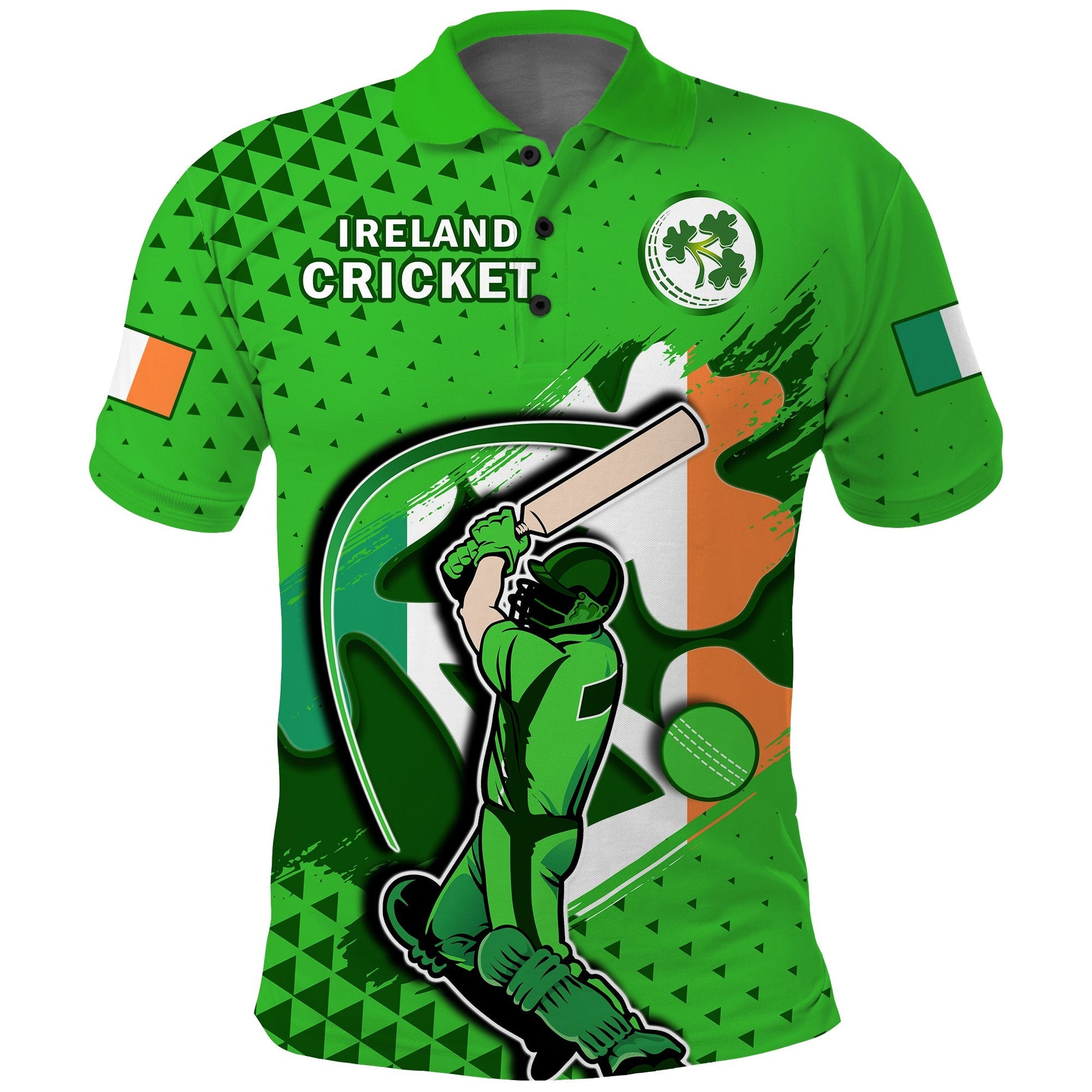 Ireland Cricket Polo Shirt Irish Flag Shamrock Sporty Style