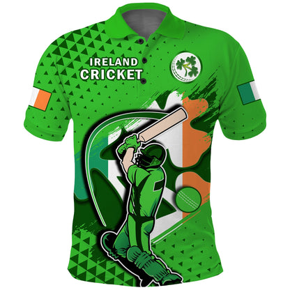 Ireland Cricket Polo Shirt Irish Flag Shamrock Sporty Style