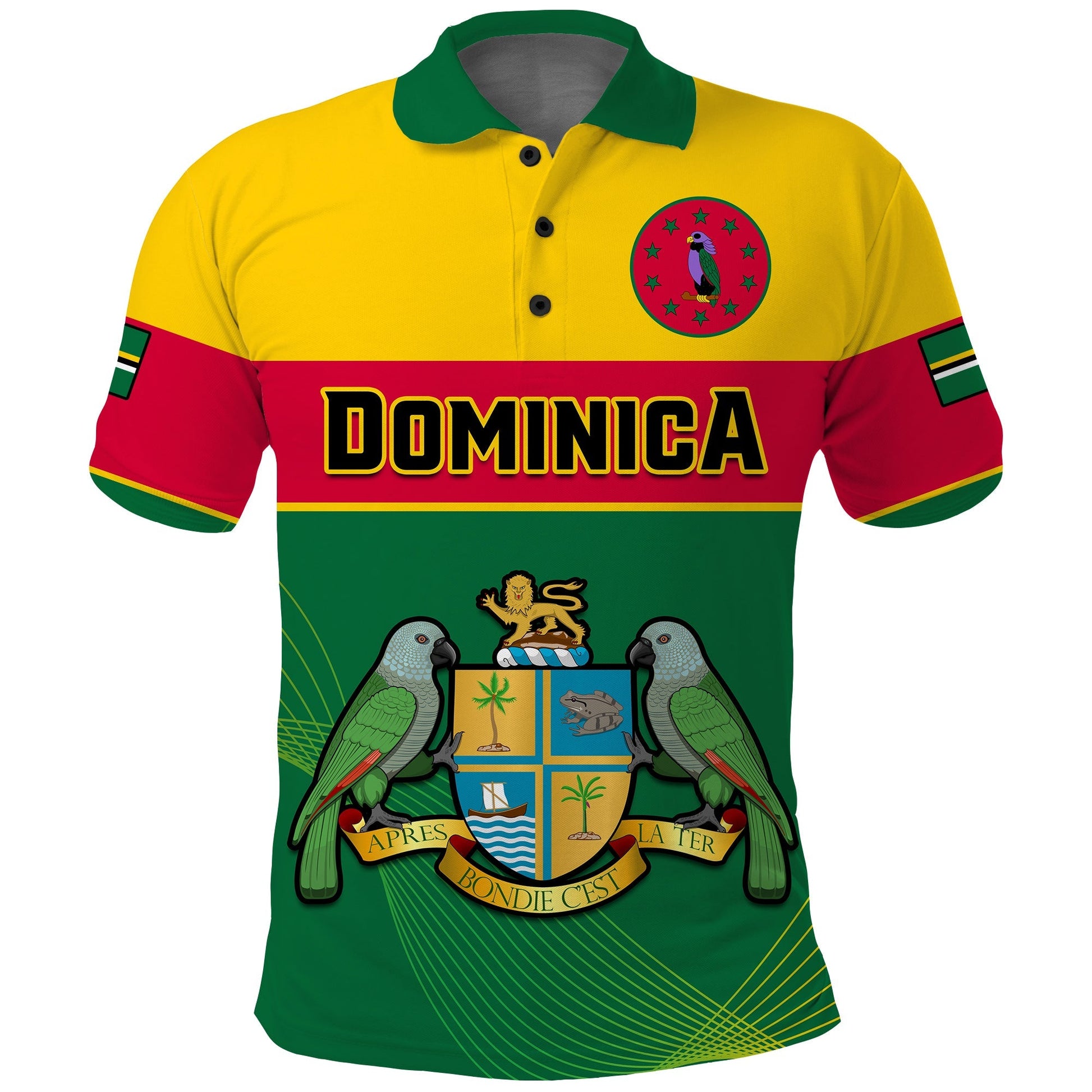 Dominica Polo Shirt Dominican Coat Of Arms With Map