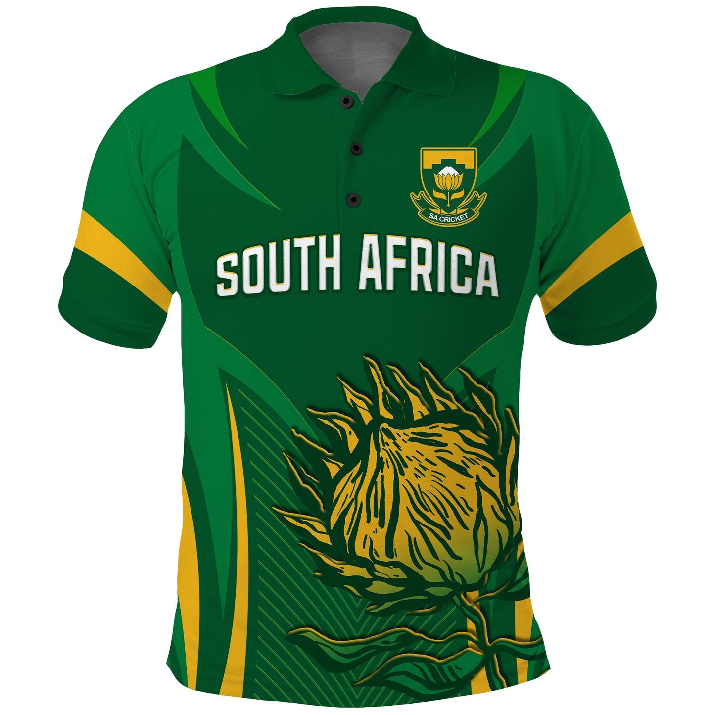 (Custom Text and Number) South Africa Cricket Polo Shirt Proteas Champion