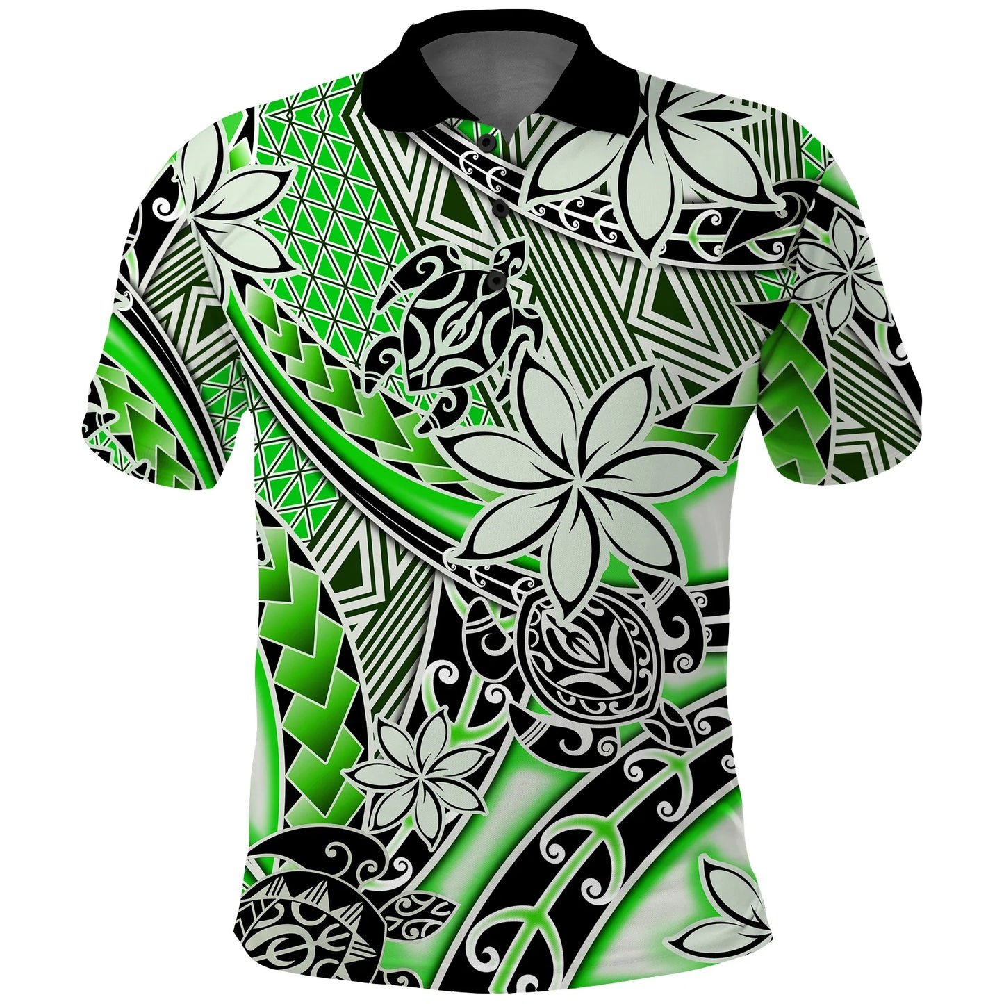 Hawaii Polo Shirt Tribal Plumeria With Polynesian Turtle Ver.01