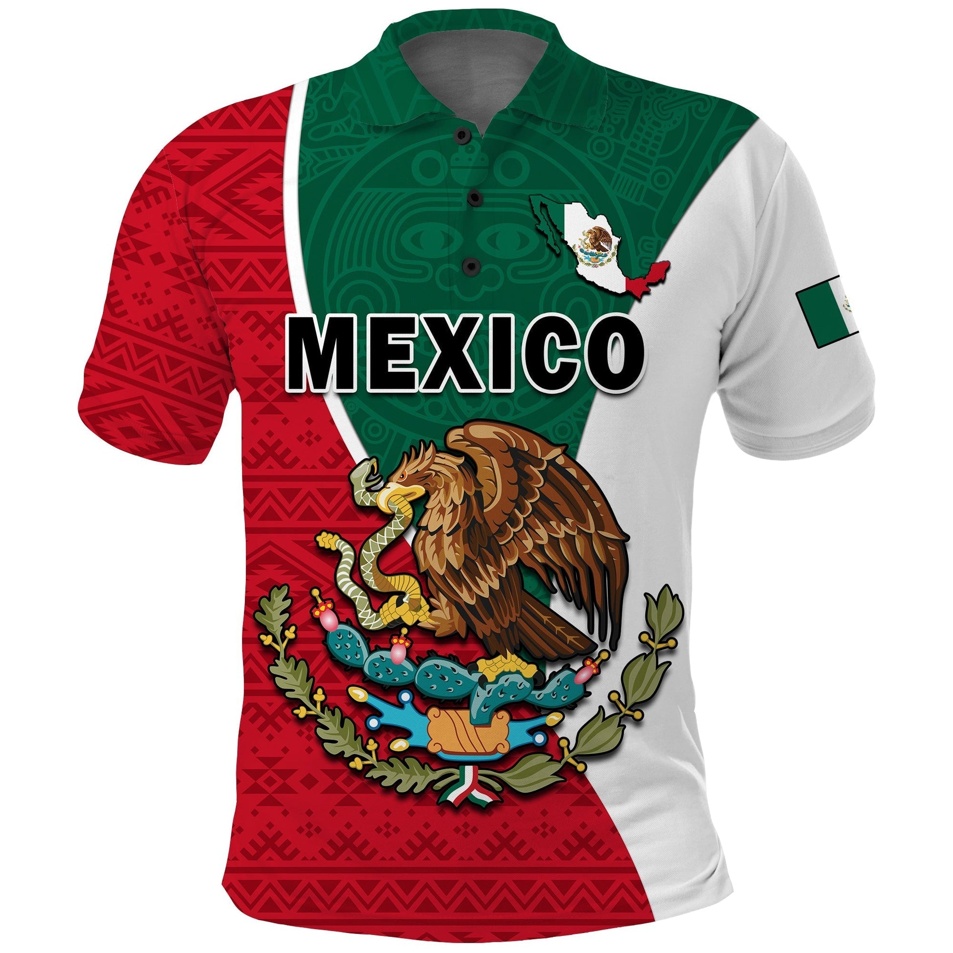 Mexico Polo Shirt Mexican Aztec Pattern