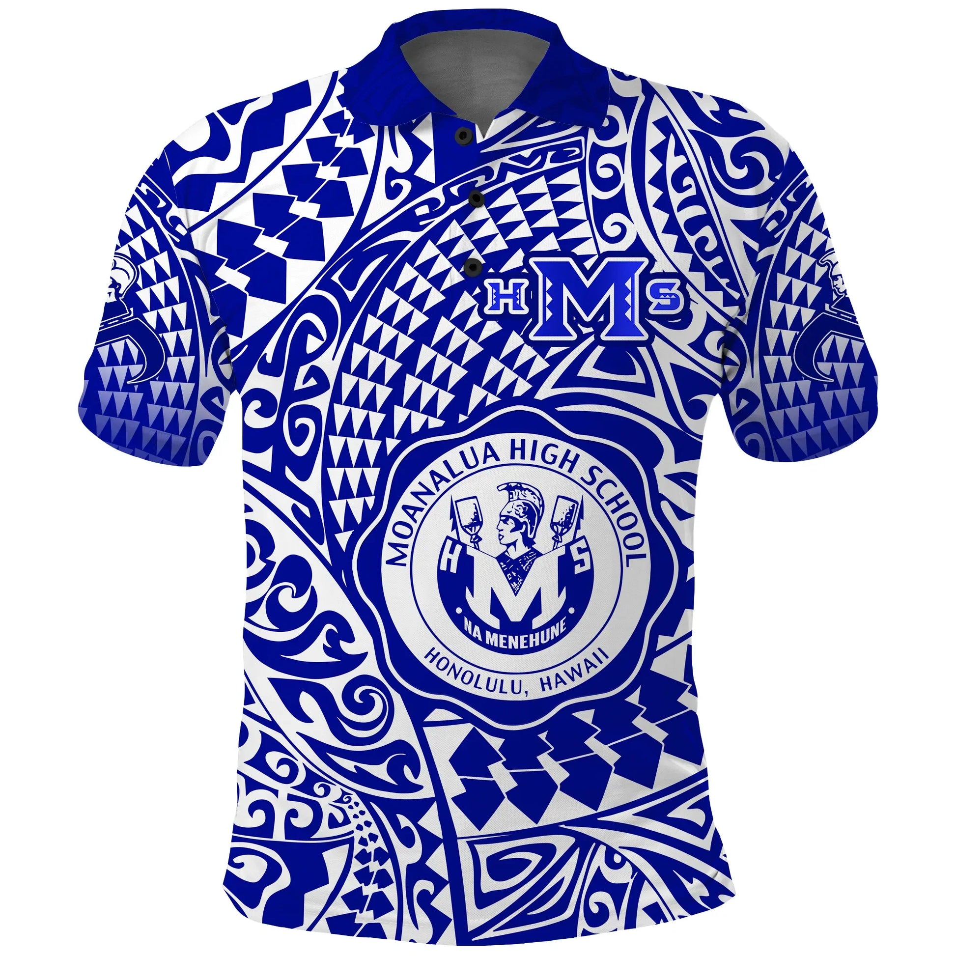 Hawaii Polo Shirt Moanalua High School Tribal Kakau