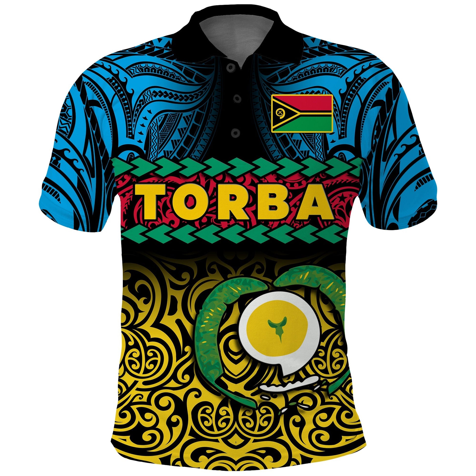 Torba Province Polo Shirt Vanuatu Pig Tusk Polynesian Flag Style