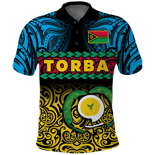 Torba Province Polo Shirt Vanuatu Pig Tusk Polynesian Flag Style